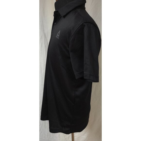 Reebok Mens Medium Dark Blue Perforated Short Sleeve Logo Golf Polo Shirt - Picture 6 of 12